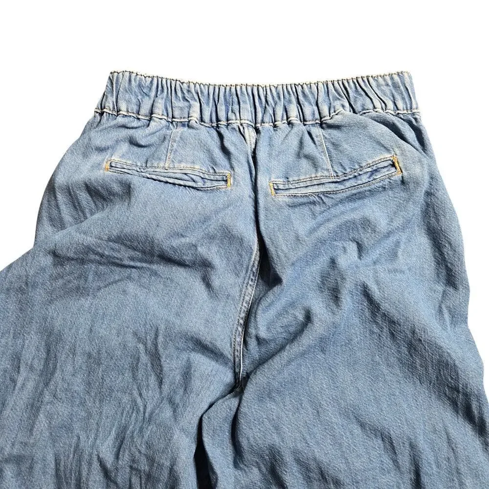 Anthropologie Pilcro High-Rise Pleated Culottes Denim Light Pants‎ Size: 27